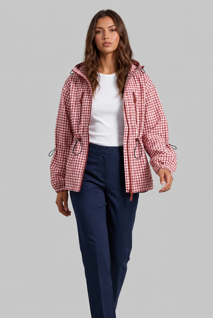 Gingham Windbreaker Jacket