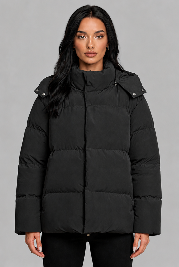 Puffer Jacket with Snap Hood