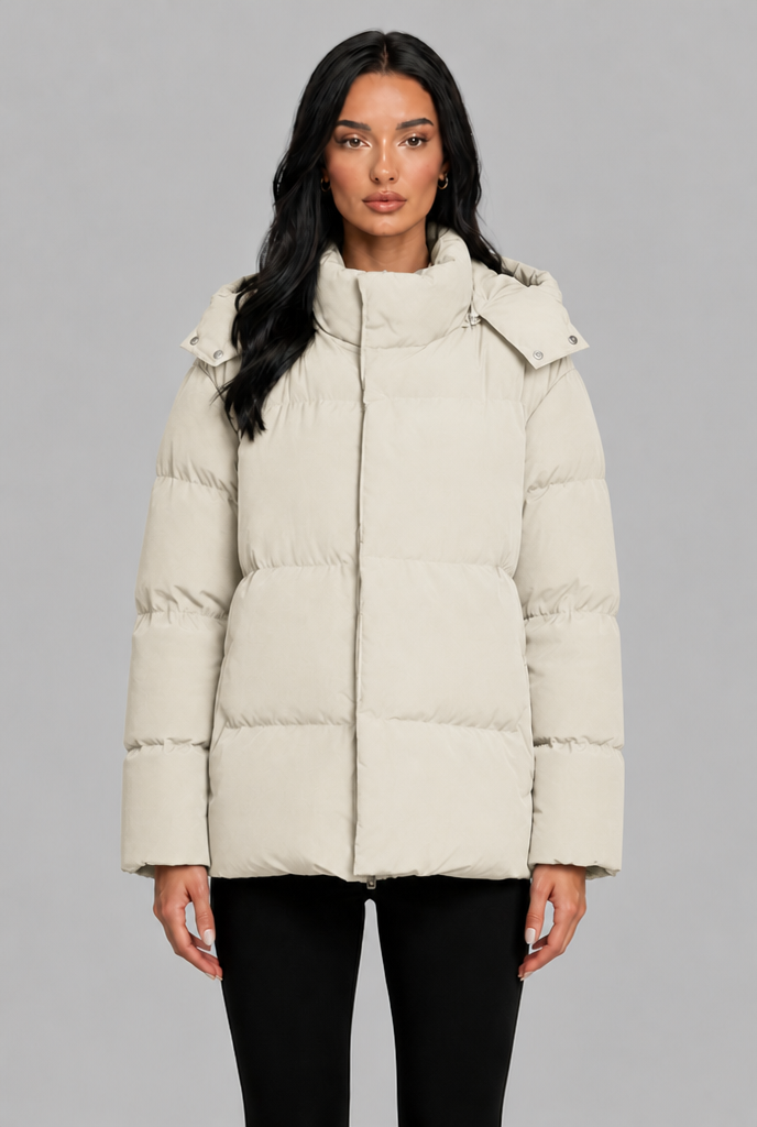 Puffer Jacket with Snap Hood