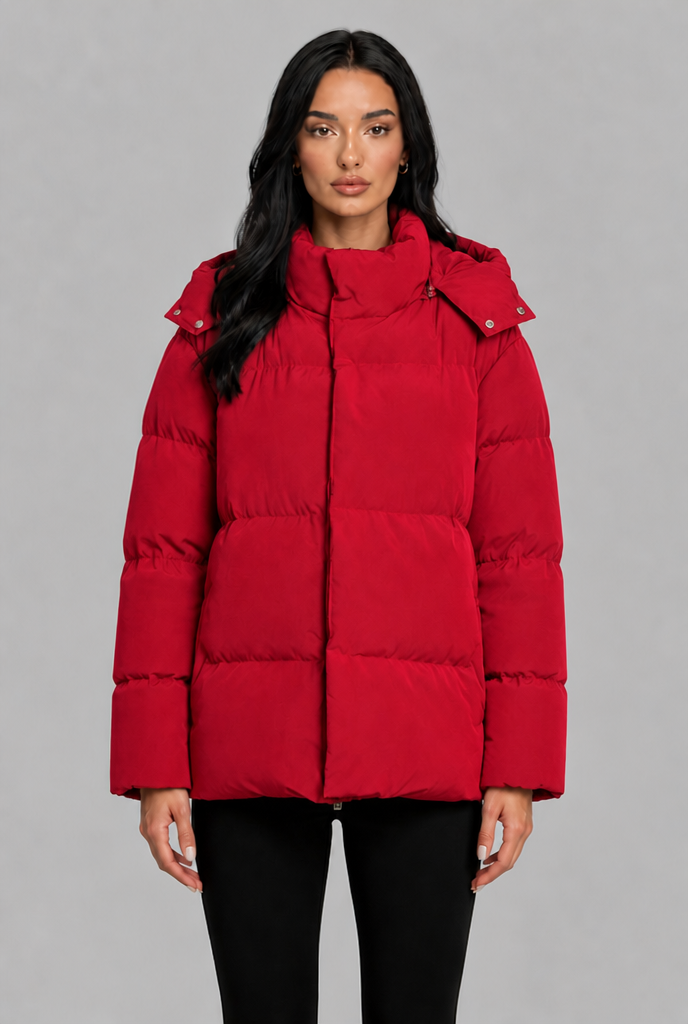 Puffer Jacket with Snap Hood