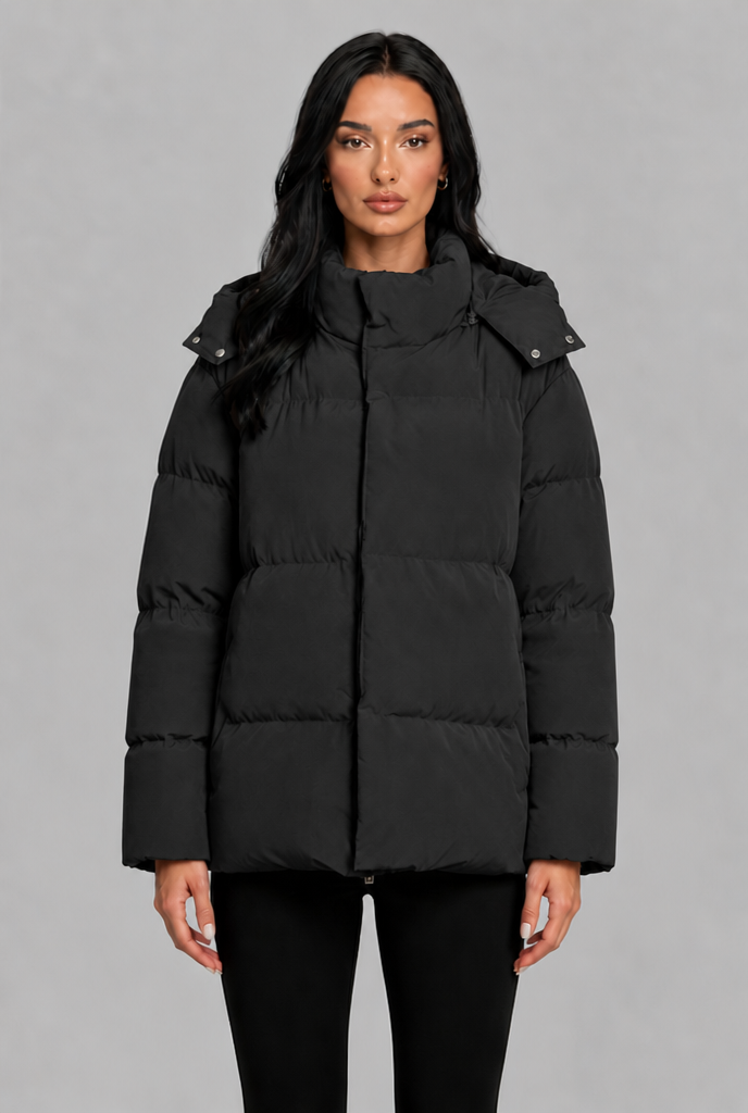 Puffer Jacket with Snap Hood