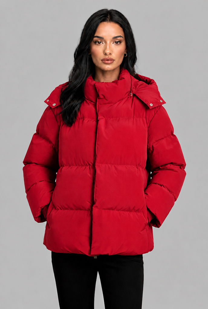 Puffer Jacket with Snap Hood