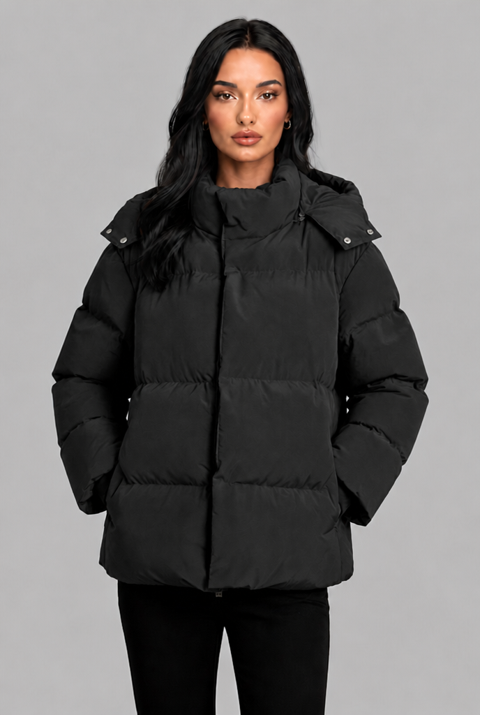 Puffer Jacket with Snap Hood