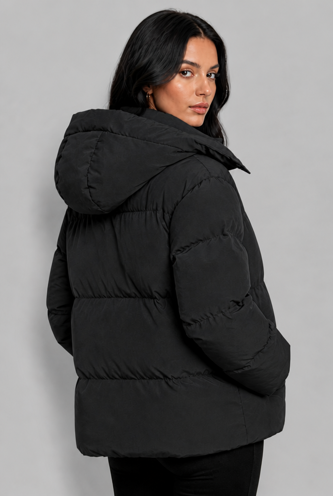 Puffer Jacket with Snap Hood