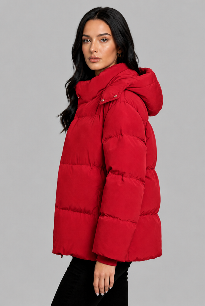 Puffer Jacket with Snap Hood