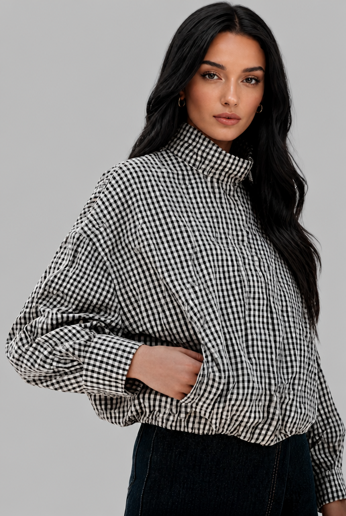 Cropped Gingham Jacket