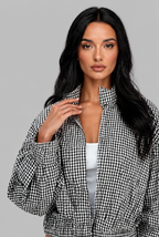 Cropped Gingham Jacket