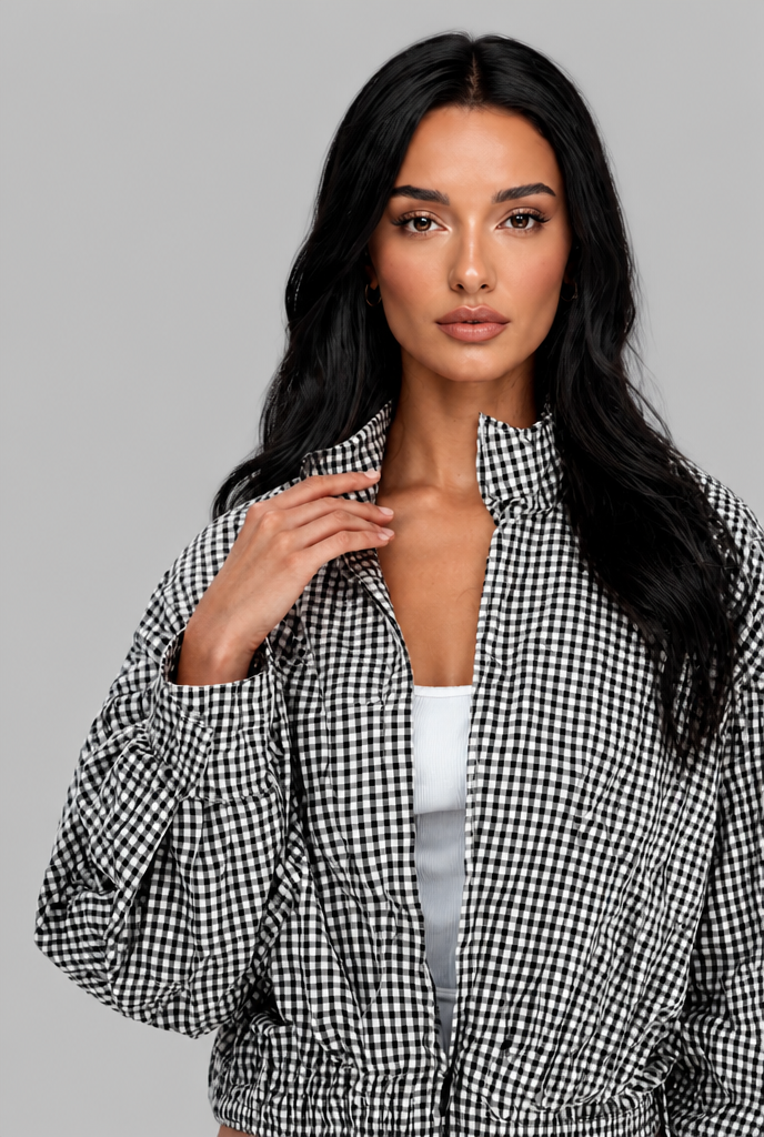 Cropped Gingham Jacket