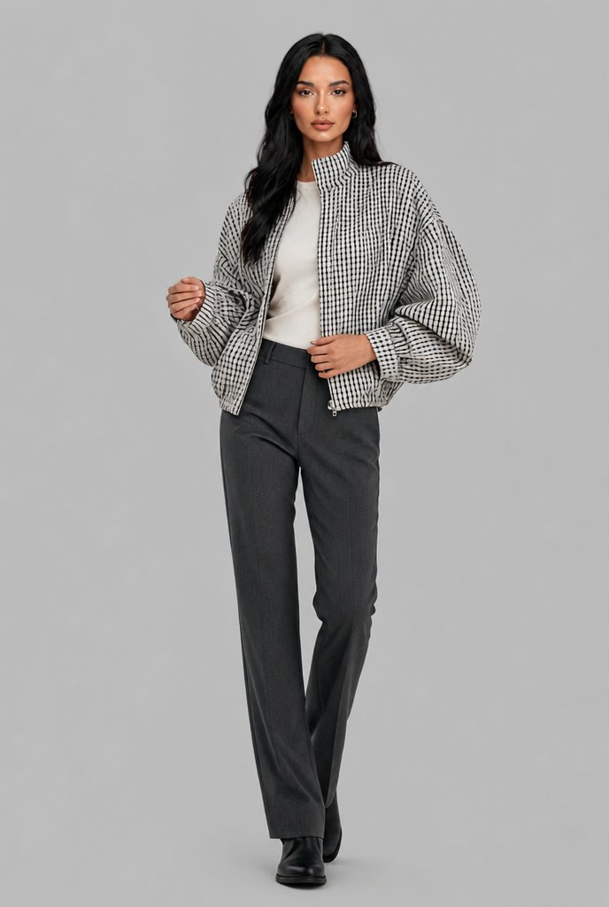 Cropped Gingham Jacket