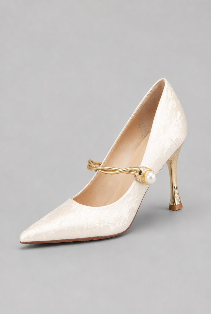 Pearl Detail Mary Jane Heels
