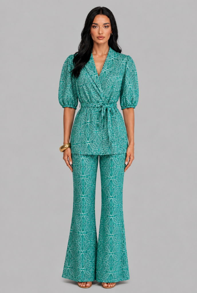 Wrap Top & Flared Trousers Co-Ord Set