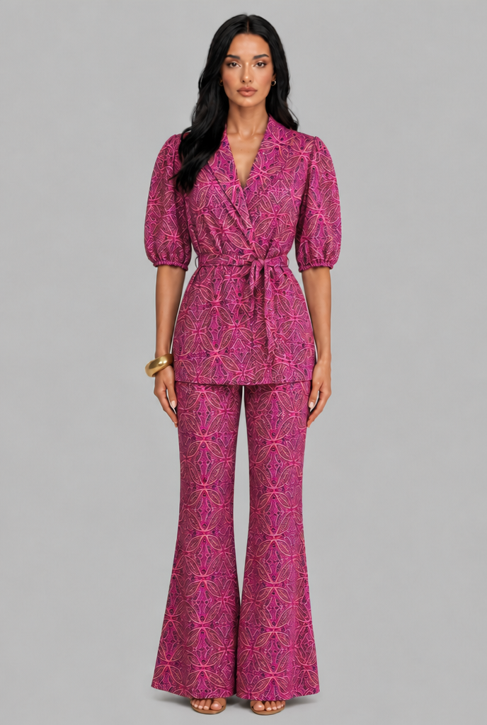Wrap Top & Flared Trousers Co-Ord Set