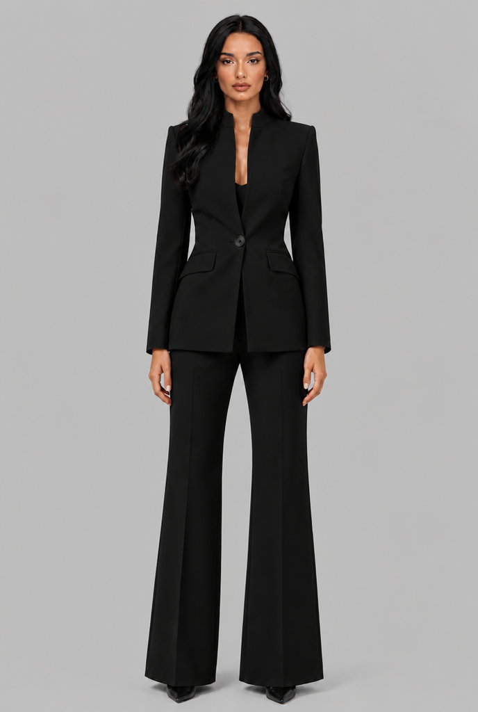 Tailored Blazer & Flared Trousers Suit Set
