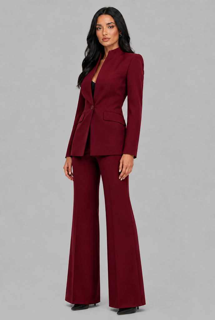 Tailored Blazer & Flared Trousers Suit Set