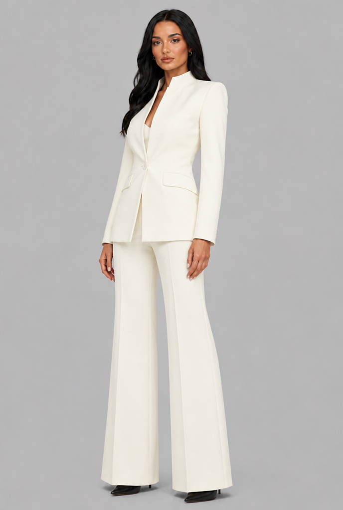 Tailored Blazer & Flared Trousers Suit Set