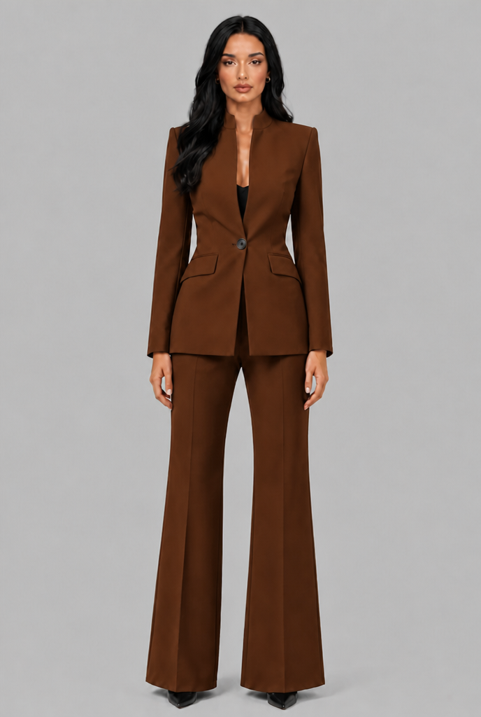 Tailored Blazer & Flared Trousers Suit Set