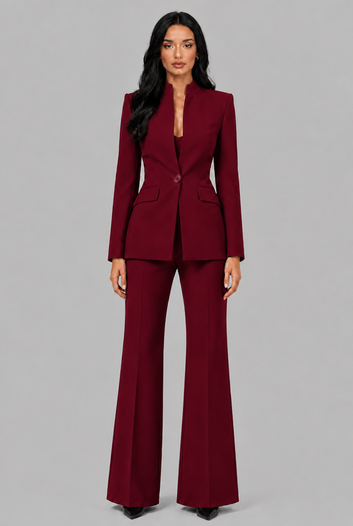 Tailored Blazer & Flared Trousers Suit Set
