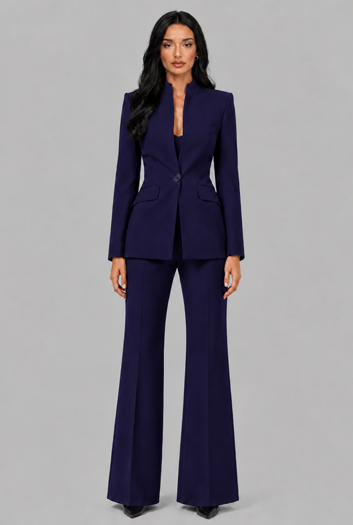 Tailored Blazer & Flared Trousers Suit Set