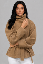 Belted Faux Suede Jacket