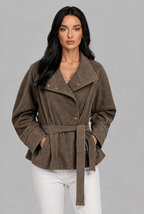 Belted Faux Suede Jacket