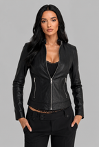 Cropped Leather Biker Jacket