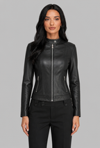 Cropped Leather Biker Jacket
