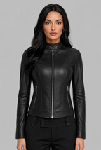 Cropped Leather Biker Jacket