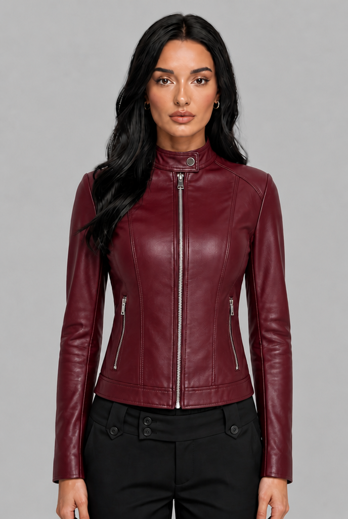 Cropped Leather Biker Jacket
