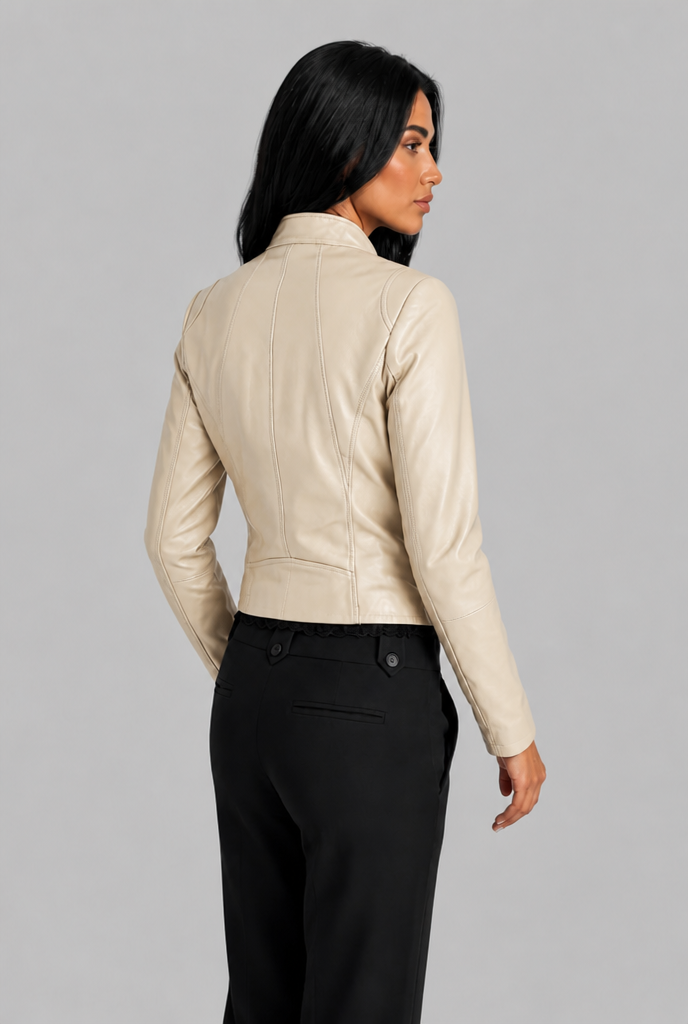Cropped Leather Biker Jacket
