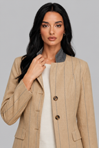 Pinstripe Blazer with Contrast Collar