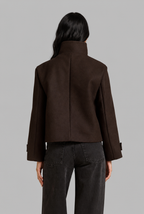 Cropped Wool Jacket with Funnel Neck