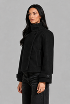 Cropped Wool Jacket with Funnel Neck