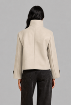 Cropped Wool Jacket with Funnel Neck