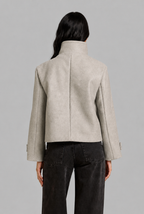 Cropped Wool Jacket with Funnel Neck