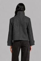 Cropped Wool Jacket with Funnel Neck