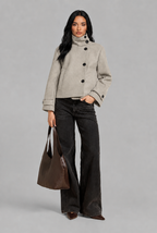 Cropped Wool Jacket with Funnel Neck