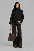 Cropped Wool Jacket with Funnel Neck