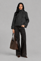 Cropped Wool Jacket with Funnel Neck