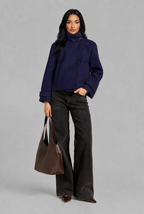 Cropped Wool Jacket with Funnel Neck