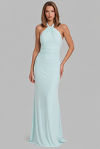 Halter Neck Maxi Dress with Ruched Waist