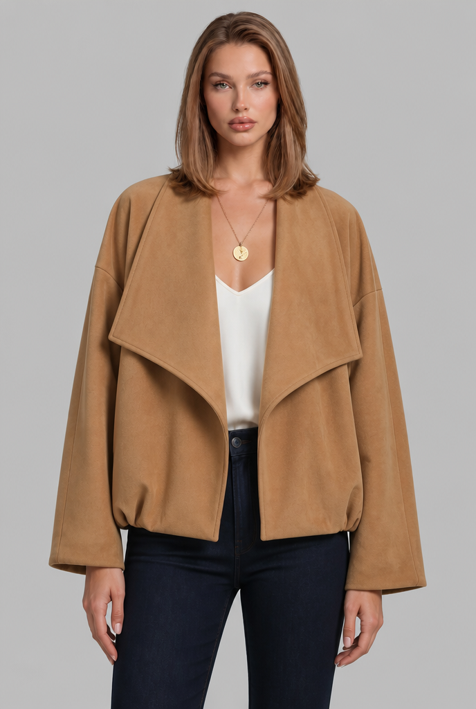 Oversized Waterfall Suede Jacket