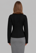 Fitted High Neck Wool Jacket with Flared Cuffs