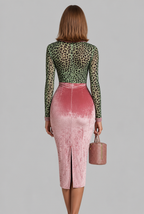 Leopard Ombre Velvet Midi Dress