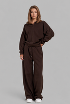 Oversized Henley & Wide Leg Jogger Lounge Set