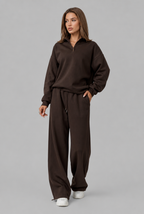 Oversized Henley & Wide Leg Jogger Lounge Set