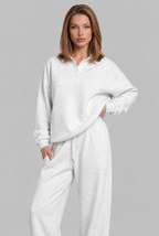 Oversized Henley & Wide Leg Jogger Lounge Set
