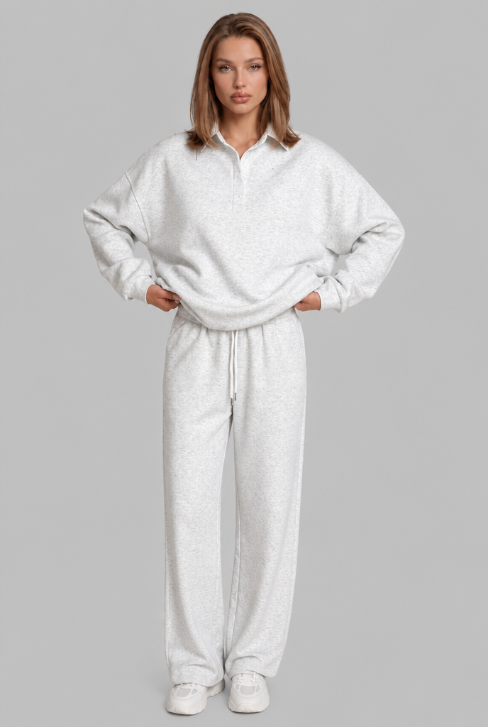 Oversized Henley & Wide Leg Jogger Lounge Set