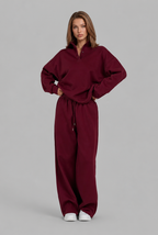 Oversized Henley & Wide Leg Jogger Lounge Set