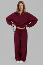 Oversized Henley & Wide Leg Jogger Lounge Set