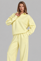 Oversized Henley & Wide Leg Jogger Lounge Set